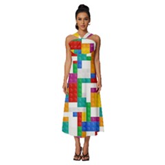 Colorful Bricks, Bricks, Colorful Sleeveless Cross Front Cocktail Midi Chiffon Dress by kyorashop23