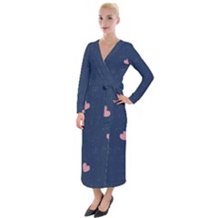 Corazones, Blue, Pattern Velvet Maxi Wrap Dress by kyorashop23