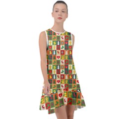 Template Christmas Pattern Frill Swing Dress by Proyonanggan