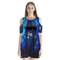 Tardis Doctor Who Space Galaxy Shoulder Cutout Velvet One Piece by Cemarart