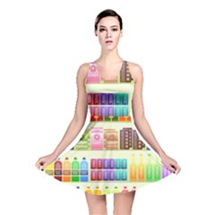 Supermarket Shelf Products Snacks Reversible Skater Dress by Cemarart