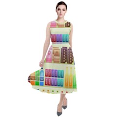 Supermarket Shelf Products Snacks Round Neck Boho Dress by Cemarart