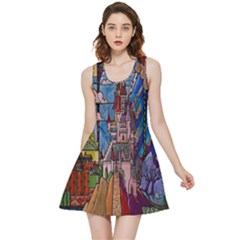 Castle Building Stained Glass Inside Out Reversible Sleeveless Dress by Cemarart