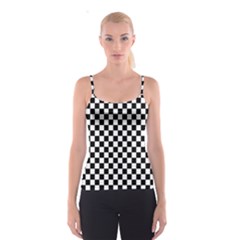 Pattern Checkered Squares Black White Pattern Spaghetti Strap Top by Sabxi