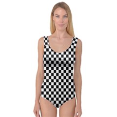 Pattern Checkered Squares Black White Pattern Princess Tank Leotard  by Sabxi