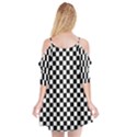 Pattern Checkered Squares Black White Pattern Cutout Spaghetti Strap Chiffon Dress View2