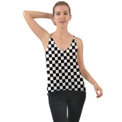 Pattern Checkered Squares Black White Pattern Chiffon Cami by Sabxi