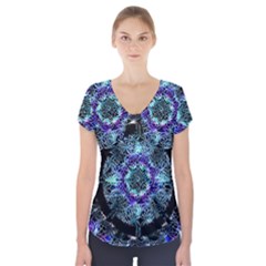 Round Wreath Short Sleeve Front Detail Top by Sabxi