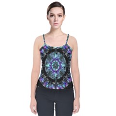 Round Wreath Velvet Spaghetti Strap Top by Sabxi