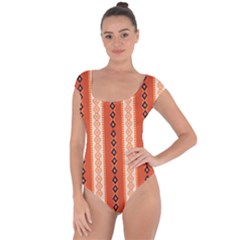 Geometrical Geometric Pattern Short Sleeve Leotard  by Sabxi