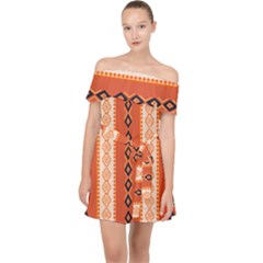 Geometrical Geometric Pattern Off Shoulder Chiffon Dress by Sabxi