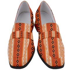 Geometrical Geometric Pattern Women s Chunky Heel Loafers by Sabxi