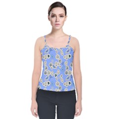 Abstract Pattern Velvet Spaghetti Strap Top by Sabxi