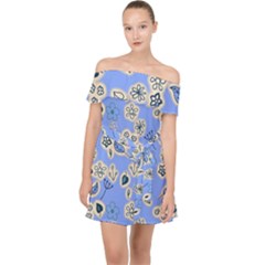 Abstract Pattern Off Shoulder Chiffon Dress by Sabxi