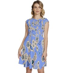 Abstract Pattern Cap Sleeve High Waist Dress by Sabxi