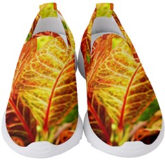 Leaves Plant Pattern Croton Nature Kids  Slip On Sneakers by Sabxi