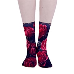 Red Roses Smooth Crew Length Tube Socks by Sabxi