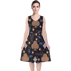 Seamless Pattern Repeat Repetition V-neck Midi Sleeveless Dress  by Sabxi