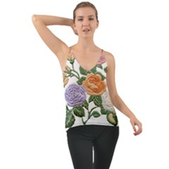 Embroidery Roses Floral Design Chiffon Cami by Sabxi