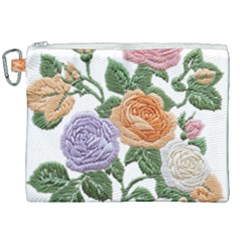 Embroidery Roses Floral Design Canvas Cosmetic Bag (xxl) by Sabxi