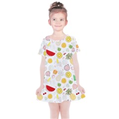 Pattern Seamless Texture Fruit Kids  Simple Cotton Dress by Sabxi