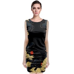 Korean Art Flowers Asian Pattern Classic Sleeveless Midi Dress by Sabxi