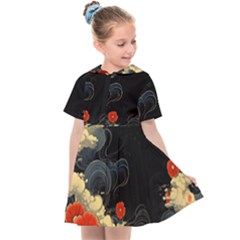 Korean Art Flowers Asian Pattern Kids  Sailor Dress by Sabxi