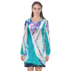 Seascape Long Sleeve Chiffon Shift Dress  by bestdesignintheworld