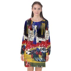 Abstract-1 Long Sleeve Chiffon Shift Dress  by bestdesignintheworld