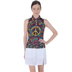 Peace Abstract Pattern Creative Drawing Women s Sleeveless Polo T-shirt by Posterlux