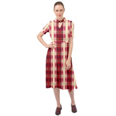 Retro 60s 50s Plaid Pattern 4 Keyhole Neckline Chiffon Dress by violetheavensky