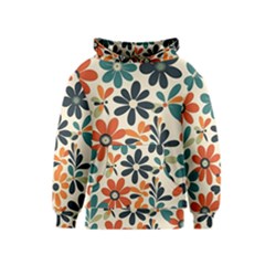 Retro Scandinavian Nordic Flowers Pattern 2 Kids  Pullover Hoodie by violetheavensky