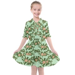 Retro 1880s Flowers Pattern 5 Kids  All Frills Chiffon Dress by violetheavensky