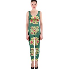 Retro 1880s Flowers Pattern 6 One Piece Catsuit by violetheavensky