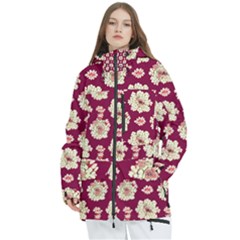 Retro 1880s Flowers Pattern Women s Multi Pockets Zip Ski And Snowboard Waterproof Breathable Jacket by violetheavensky