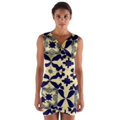 Royal Fractal Pattern 3 Wrap Front Bodycon Dress by violetheavensky