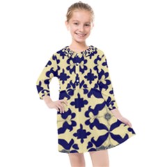 Royal Fractal Pattern 3 Kids  Quarter Sleeve Shirt Dress by violetheavensky