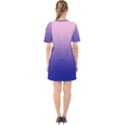 Cotton Candy Pink To Navy Blue Linear Gradient Sixties Short Sleeve Mini Dress View2