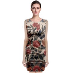 Beautiful Flowers Sleeveless Velvet Midi Dress by DinkovaArt