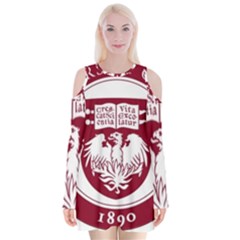 University Of Chicago Velvet Long Sleeve Shoulder Cutout Dress by avitendut