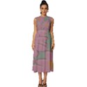 Mid Century Retro Floral 1970s 1960s Pattern 80 Sleeveless Round Neck Midi Dress View1