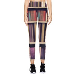 Books Bookshelves Office Fantasy Background Artwork Book Cover Apothecary Book Nook Literature Libra Pocket Leggings  by Posterlux