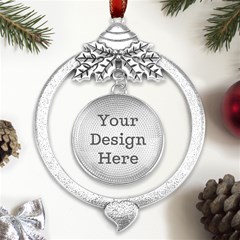 Metal Silver X mas Leaves Round Ornament Icon