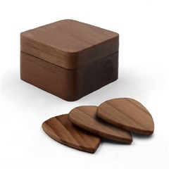 Square Wood Guitar Pick Holder Case And Picks Set Icon