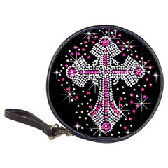 Hot Pink Rhinestone Cross Cd Wallet by artattack4all