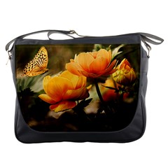 Flowers Butterfly Messenger Bag by ADIStyle