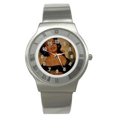 Vintage Newspaper Print Pin Up Girl Paris Eiffel Tower Stainless Steel Watch (unisex) by chicelegantboutique