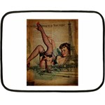 Vintage Newspaper Print Sexy Hot Pin Up Girl Paris Eiffel Tower Mini Fleece Blanket (Two Sided) 35 x27  Blanket Front