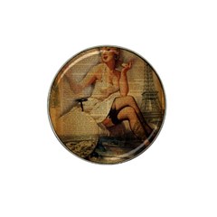 Vintage Newspaper Print Sexy Hot Gil Elvgren Pin Up Girl Paris Eiffel Tower Golf Ball Marker (for Hat Clip) by chicelegantboutique