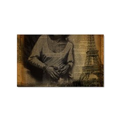 Romantic Kissing Couple Love Vintage Paris Eiffel Tower Sticker (rectangle) by chicelegantboutique